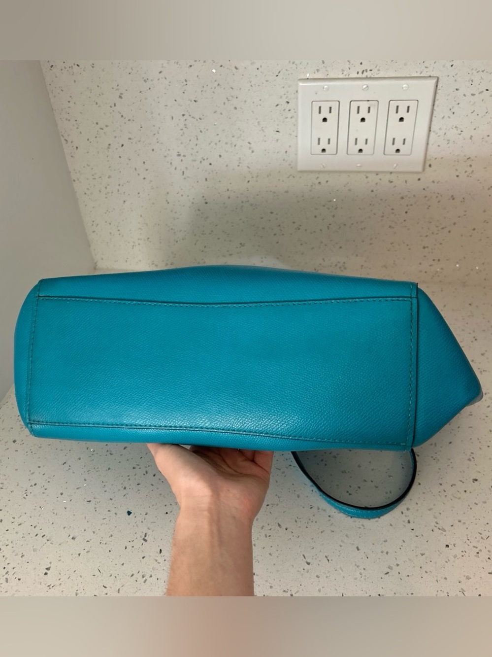 Coach Teal Leather Tote Bag - Picture 4 of 9